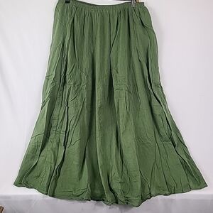 NWT Asos Women's Curve Cotton Godet Maxi Skirt Khaki Green Sz US 16, UK 20